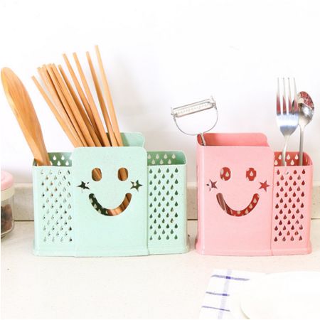 1两格 1三格 厨房用品多功能筷子笼 笑脸筷子收纳盒环保小麦秸秆筷子筒图片大全 邮乐官方网站