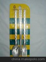 【厂家直销广达厨具---0653菱形匙叉筷三件庄/餐具套装】价格,厂家,图片,锅铲,揭阳市广达不锈钢-